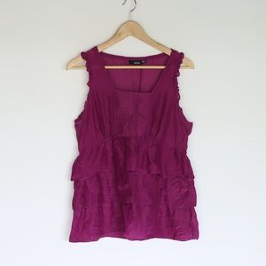 Ruffled pink tiered tank blouse